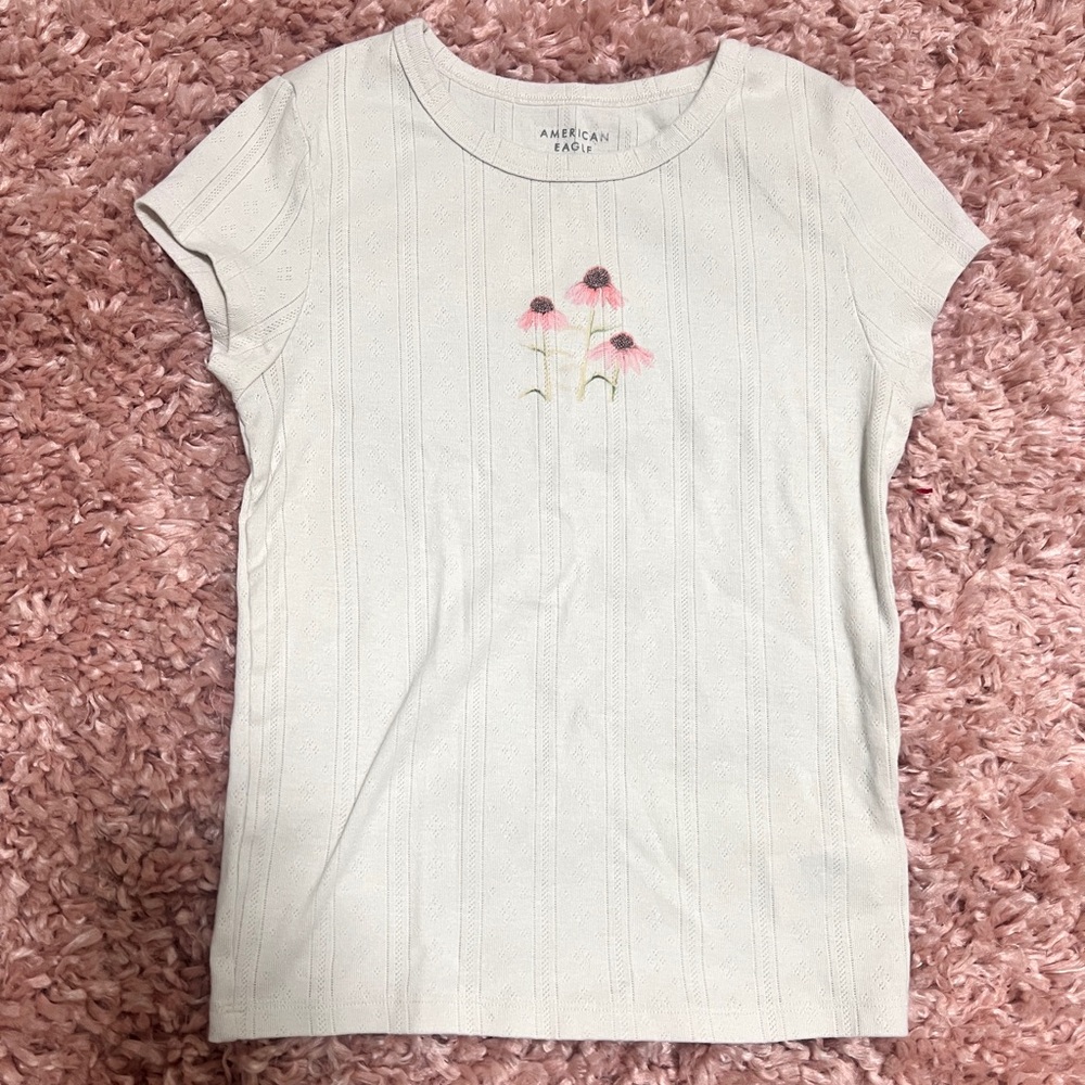 American Eagle Outfitters Tee with Pink Floral Graphic